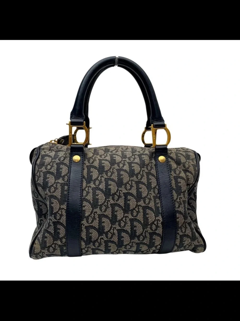Dior Navy and Beige Monogram Satchel